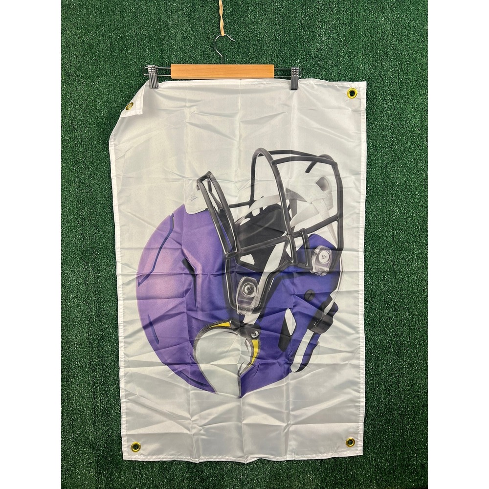 Minnesota Vikings NFL Football Helmet Flag Banner White Purple 3x2 Grommets